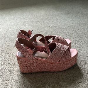 ASOS Pink Woven Wedge Sandals